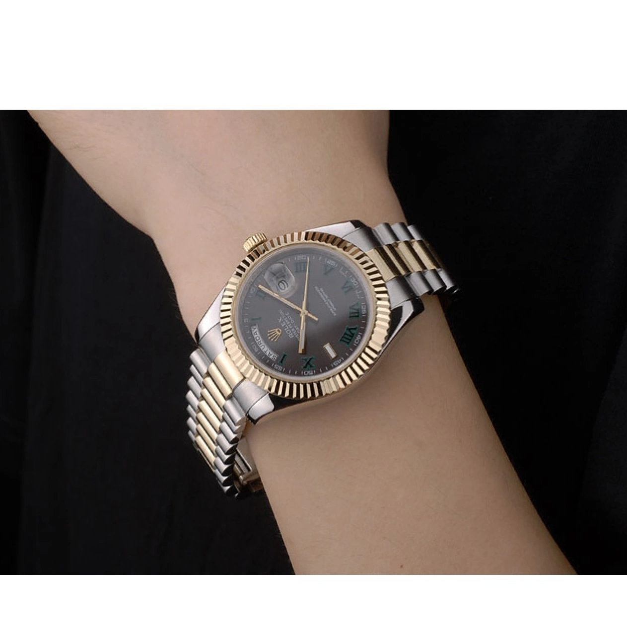 AAA Replica Watches Strap Colored Stainless Dial Dual Rolex 41981 Steel Grey DayDate 0816
